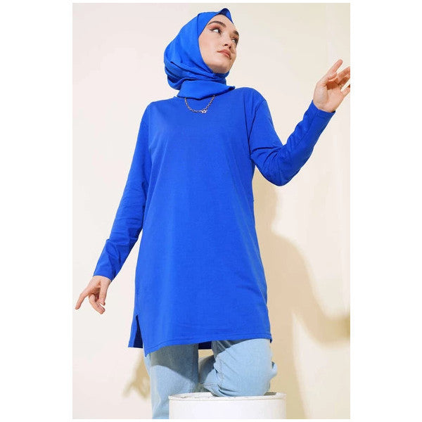 Long Sleeve Basic Tunic Saxe