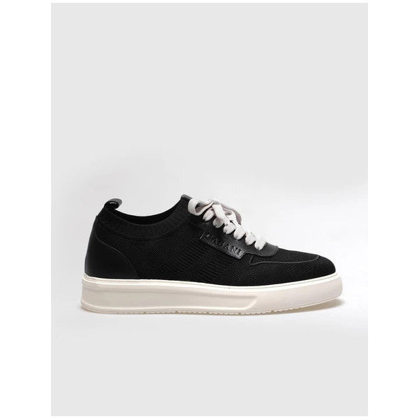 Knitted Black Lace-Up Men's Sneakers