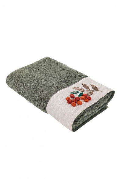 Ecocotton Duru Bath Towel 100 Organic Cotton Hand Embroidered Green 80X150 Cm
