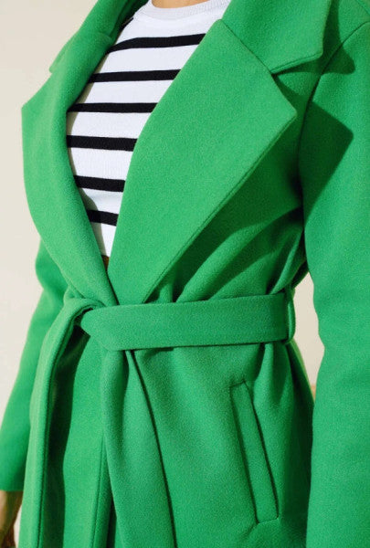 Belted Long Kachet Coat Green