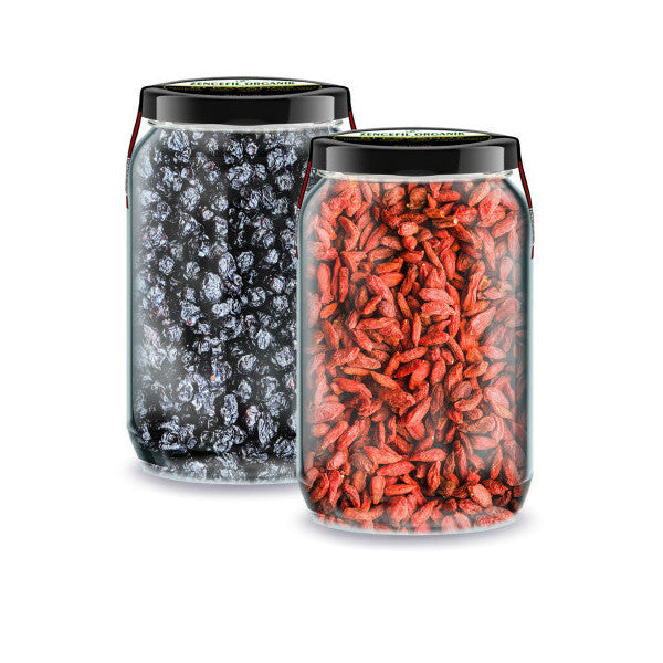 A Jar Of Goji Berry + A Jar Of Blueberry Blue Berry İn 2 Glass Jars Of 660 Cc Pure Without Additives