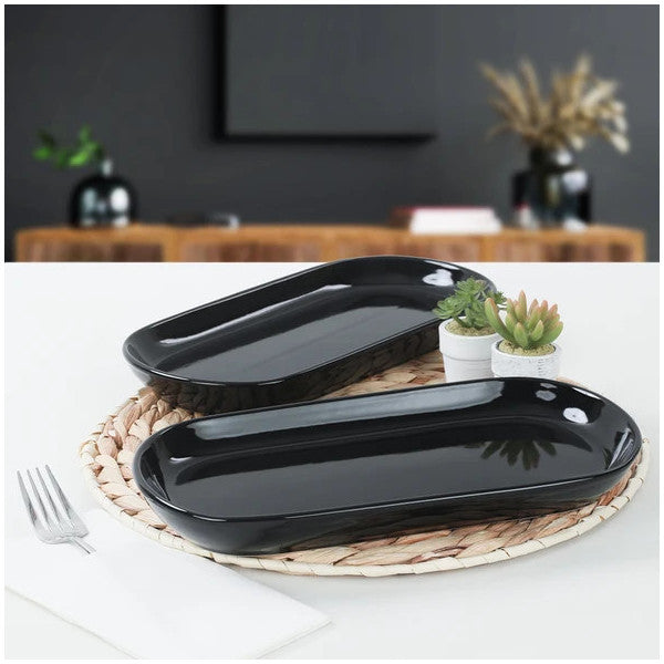 Keramika Black Noyan Boat Plate 2 Pieces 28 Cm