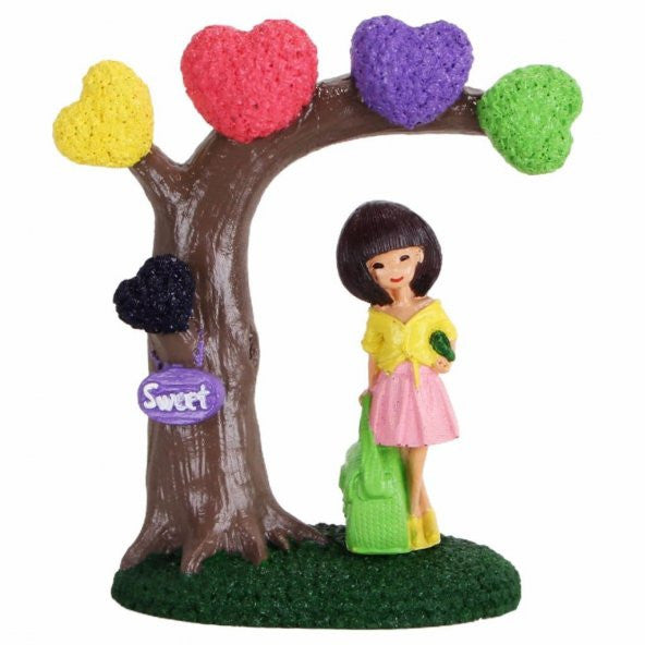 Girl in Love Waiting for Her Lover Under the Heart Tree Decorative Figurine