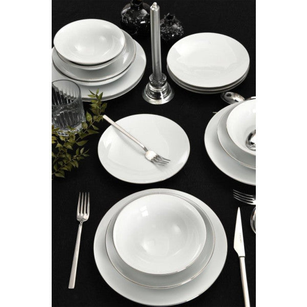 Gural Porcelain Diamond 16 Piece 4 Person Dinner Set Platinum Net