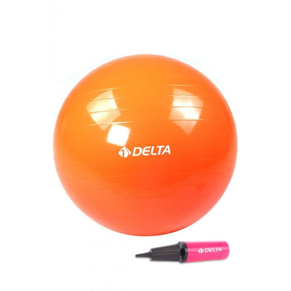 Delta 65 Cm Orange Deluxe Pilates Ball And Double Sided Pump Set