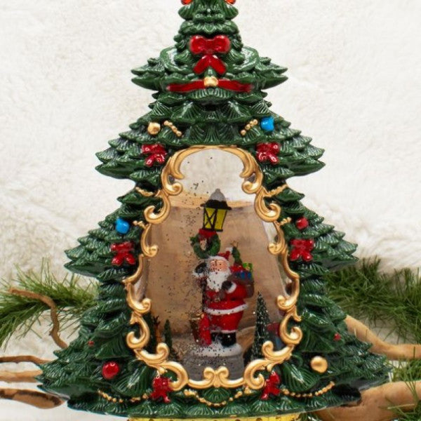 Decorative Pine Tree Snow Globe Santa Claus Christmas Ornament