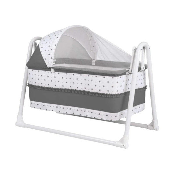 Chubby Baby Luxury Swinging Canopy Portable Basket Crib Gray