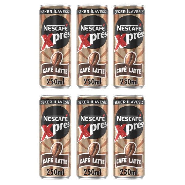 Nescafe Xpress Cafe Latte Sugar-Free Cold Coffee 250 Ml X 6 Pieces