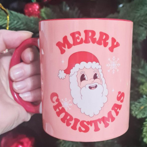 Merry Christmas Santa New Year Patterned Red Mug