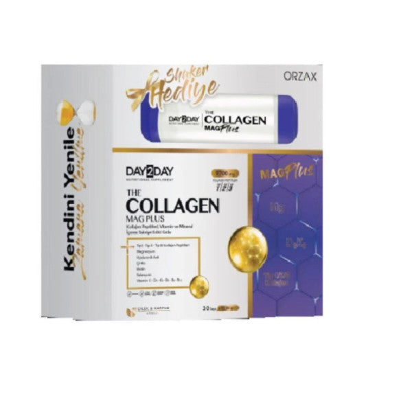 Day2Day Collagen Mag Plus Strawberry Watermelon Flavored 30 Sachets + Shaker Gift