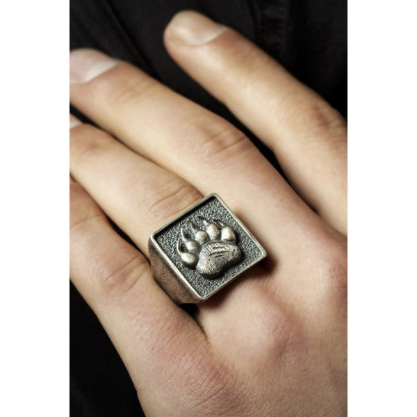 Silver Bear Claw Figured Men's Ring