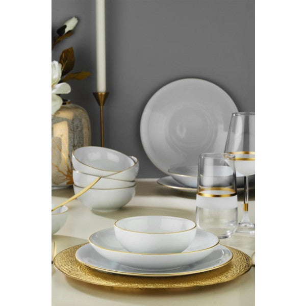 Kütahya Porcelain Venus 18 Piece Dinner Set For 6 Persons Gold Mesh