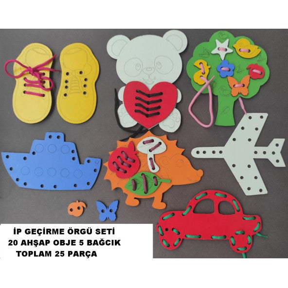 Modaya uygun oyuncaklar eğitim ahşap renkli dişli örgü seti 25 adet Montessori El Kas Geliştirme (kitap kutusu ile)