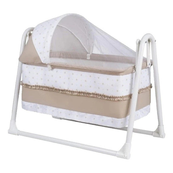 Chubby Baby Luxury Rocking Canopy Portable Basket Crib Beige