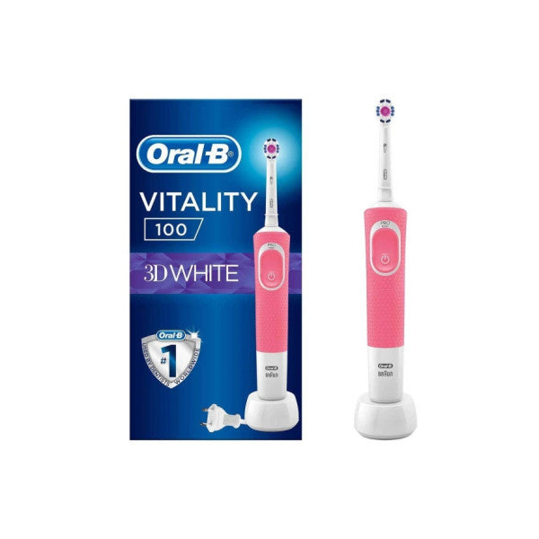 Oral B D100 Rechargeable Toothbrush 3D Whiteness Pink