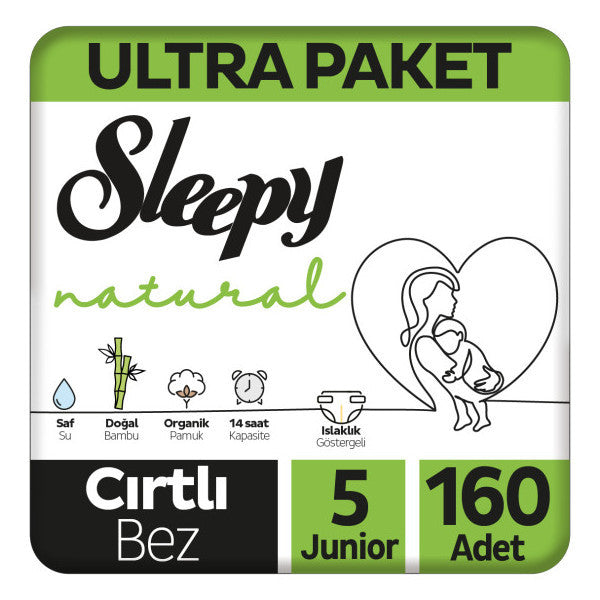 Sleepy Natural Size 5 Junior 160 Pack Baby Diaper