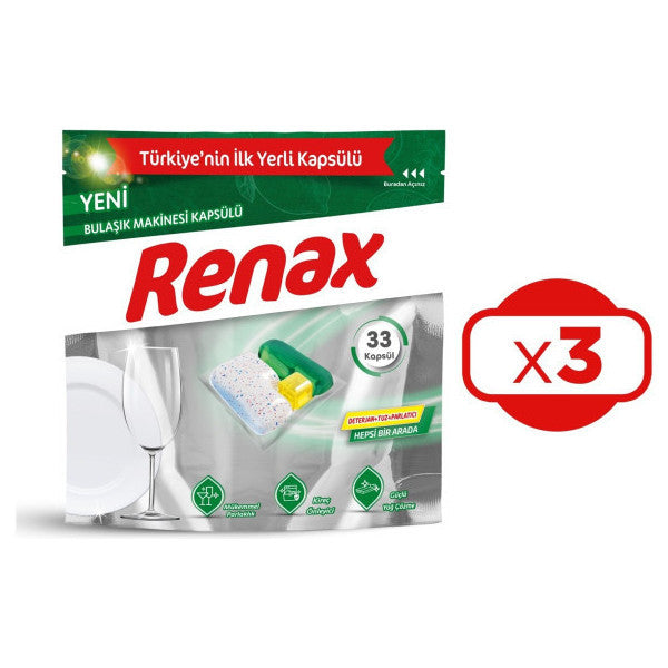 Renax All-İn-One Dishwasher Tablets 3 Pieces Of 33