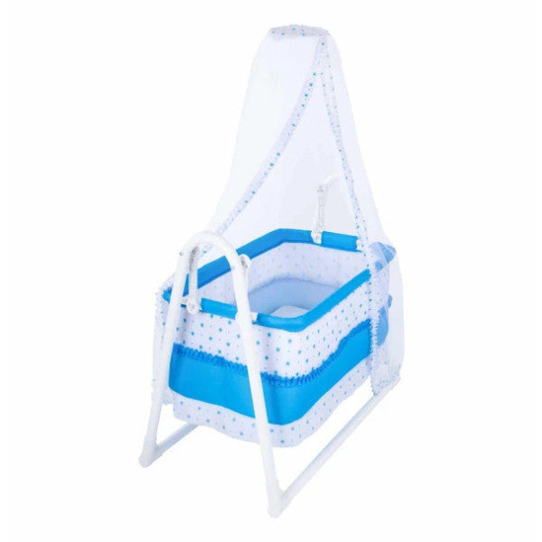 Chubby Baby Luxury Rocking Tulle Portable Basket Crib Blue