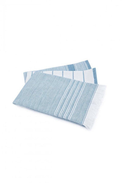 Ecocotton Elis 3-Piece Drying Towel 100 Organic Cotton Yarn Dyed Special Woven Light Blue-Cream 40X60 Cm