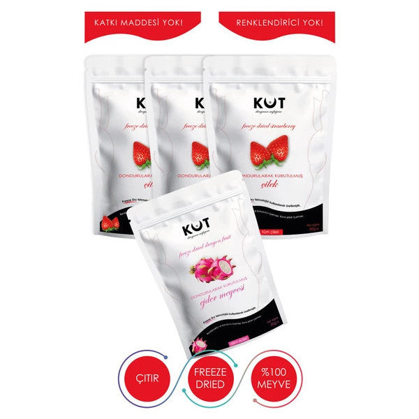 Freeze Dried Strawberry And White Dragon Fruit - Freeze Dried Strawberry (3 X 20 G) + White Dragon Fruit (1 X 20 G)