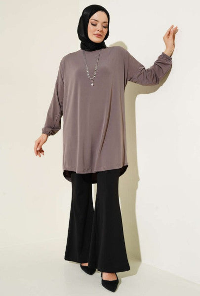 Casual Tunic With Necklace, Milky Brown