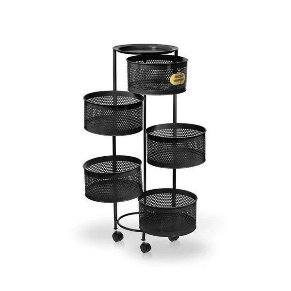 5-Tier Side-Opening Potato & Onion Cabinet – Metal Rack With Wheels, 5-Compartment Vegetable Storage Organizer