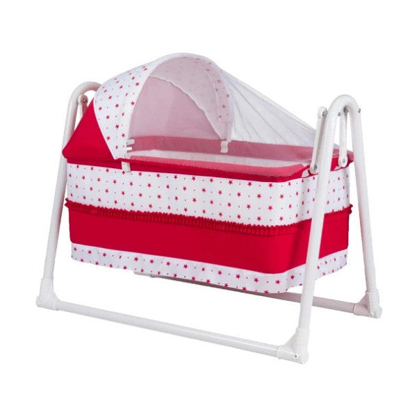 Chubby Baby Luxury Swinging Canopy Portable Basket Crib Red