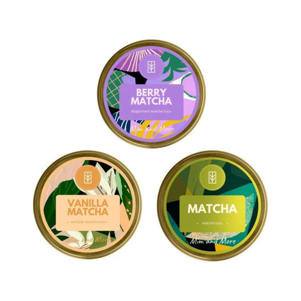 Mim And More Matcha Detox Set - Berry Matcha 25 Gr & Vanilla Matcha 25 Gr & Saf Matcha 25 Gr