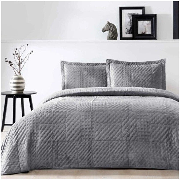 Tac Alvin Anthracite Bedspread Set Double