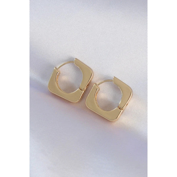 Brass Gold Color Square Earrings