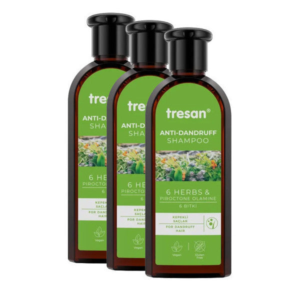 3 Boxes Tresan 6 Herb Anti-Dandruff Shampoo 300 Ml