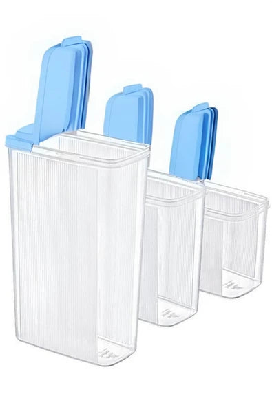 Vos Versa 3-Piece Vertical Blue Transparent Food Storage Container Set 2400 X 1700 X 1200 Ml Vvhm0002