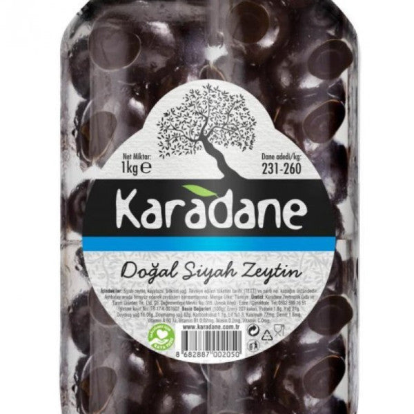 Karadane Natural Black Olives 231-260 Caliber 1000 g ℮