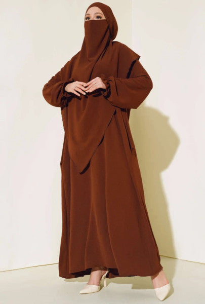 Veiled Wide Abaya Brown