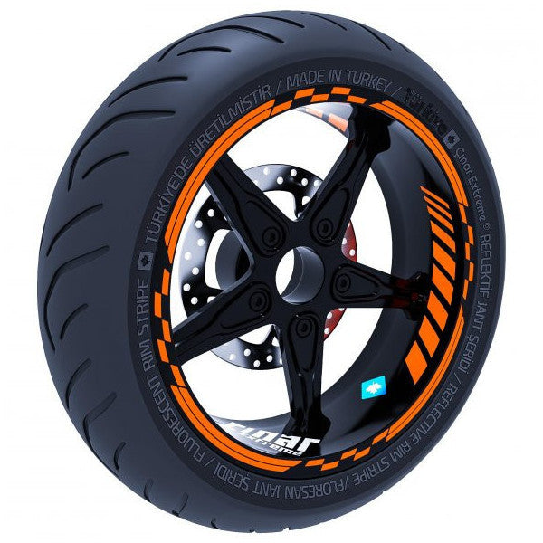 Fluorescent Orange Moto Gp Inner Outer Rim Strip Team Sticker Çınar Extreme