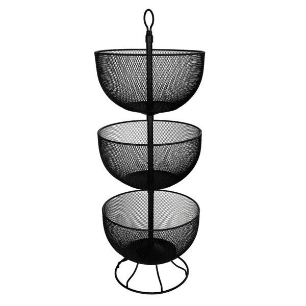 Viana 3-Layer Metal Decorative Vegetable Rack Black - Fruit Potato Onion Stand Shelf