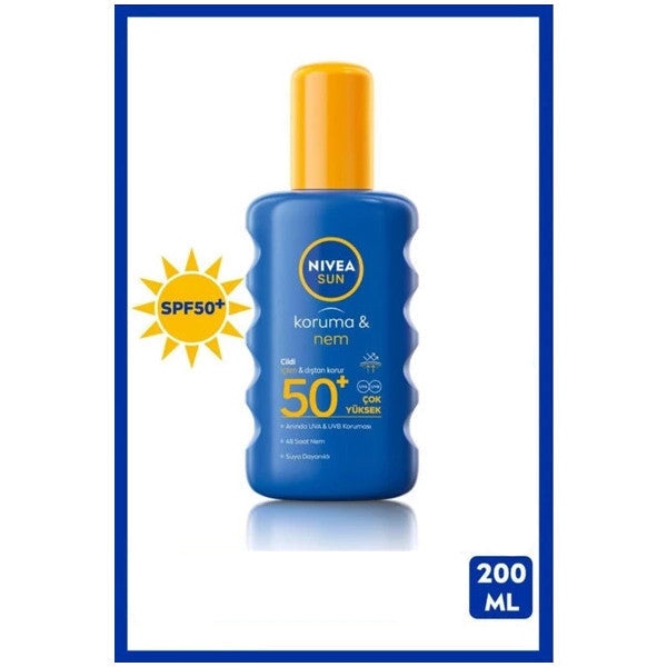 Nivea Sunscreen And Moisturizing Spray 200Ml, Spf50, Water Resistant, Uva/uvb Protection