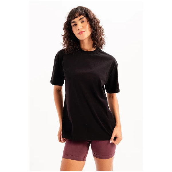 Justever 100% Cotton Oversized Fit Black Women's T-Shirt - Halo