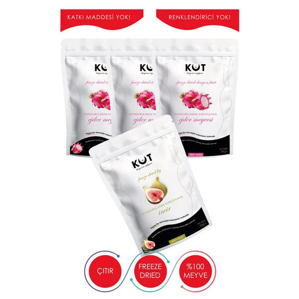 Freeze Dried Figs And Dragon Fruit - Freeze Dried White Dragon Fruit (3 X 20 G) + Fig (1 X 20 G)