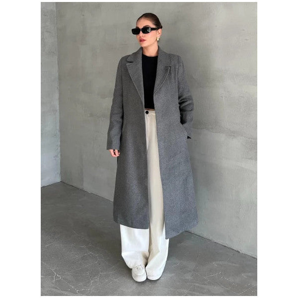 Dark Grey Pria Long Cashmere Coat