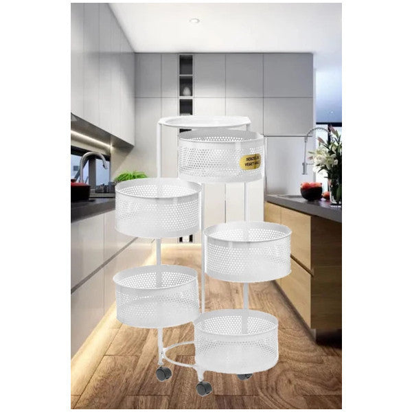 White 5-Tier Side-Opening Wheeled Potato & Onion Basket – Vegetable And Fruit Storage Rack