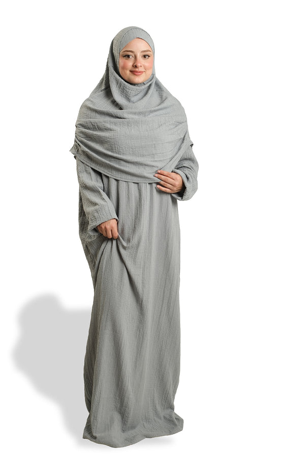 Grey Two-Piece Prayer Dress, Woven, Self-Patterned 2502_15
