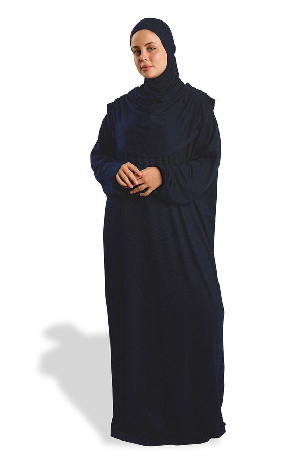 Navy Blue One-Piece Prayer Dress, Plain Viscose 2503_02