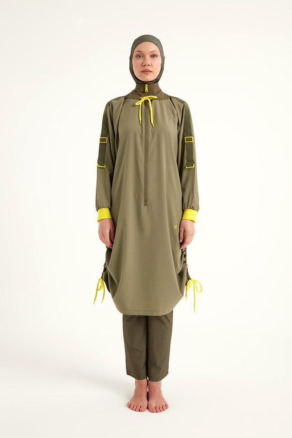 Khaki Full Coverage Swimwear Burkini Set M2524