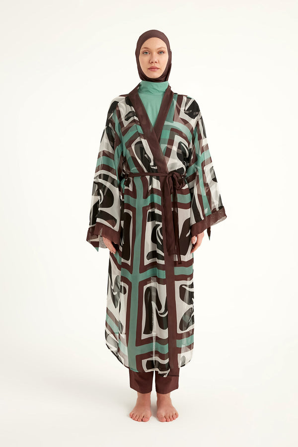 Silky Full Coverage Modest Kimono – Marina P2510 Brown