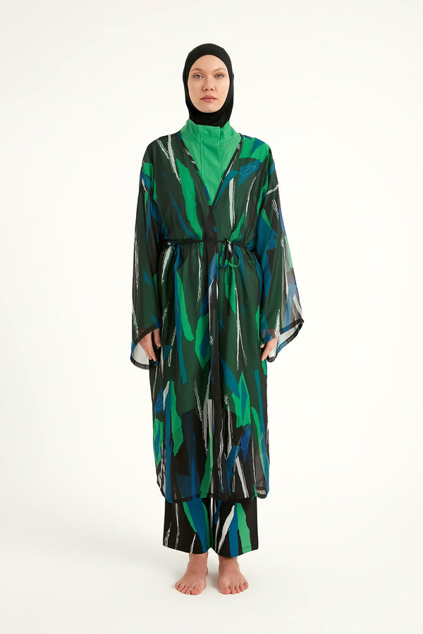 Silky Modest Full Coverage Kimono – Lightweight Elegant Swim Cover P2503-1