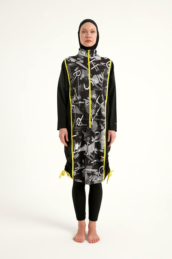 Black Full Coverage Modest Swimwear Burkini Set M2536