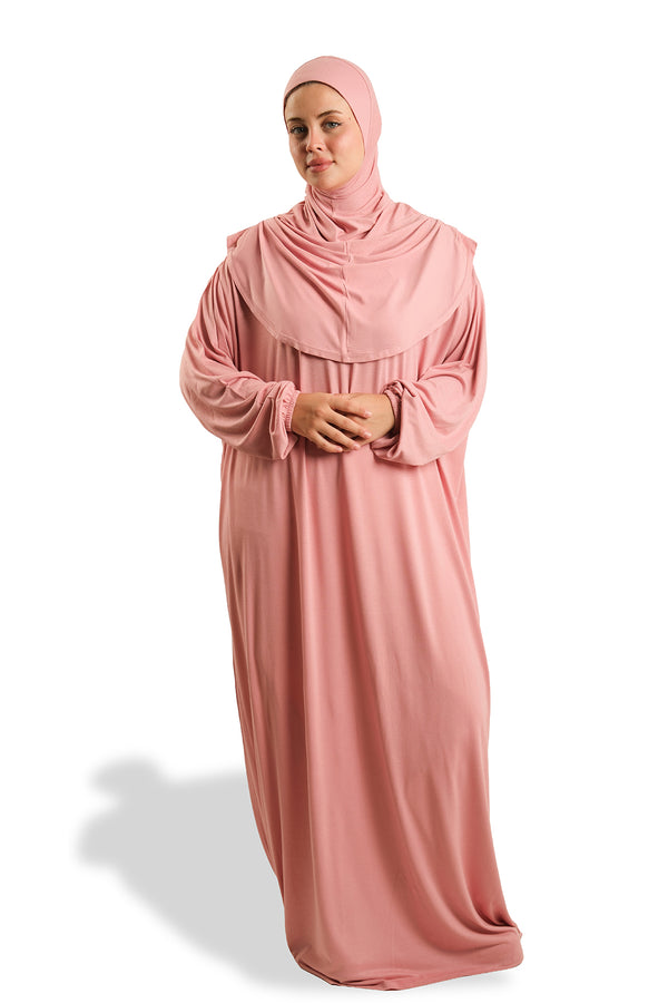 Powder Pink One-Piece Prayer Dress, Plain Viscose 2503_06