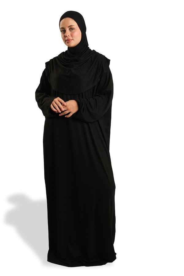 Black One-Piece Prayer Dress, Plain Viscose 2503_01