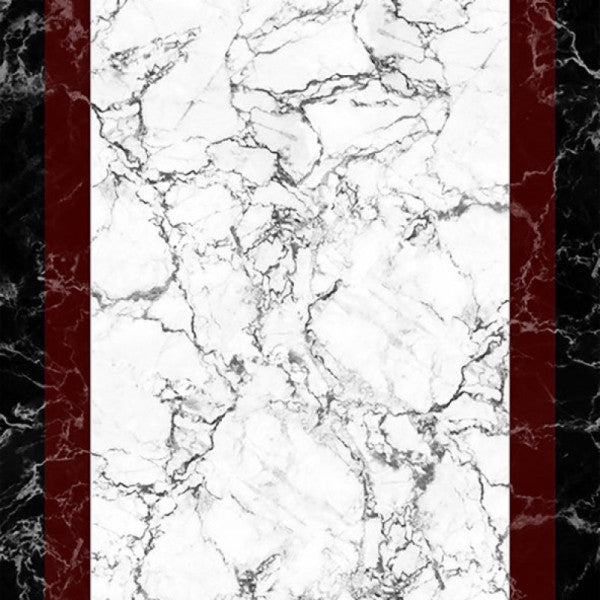 Frenda Home Frame Marble Td549-00 Non-Slip Leather Base Decorative Carpet Red 80X200